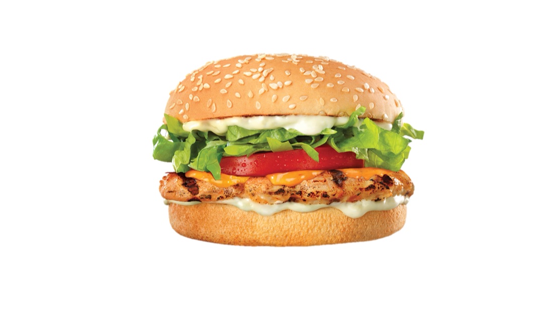 Grilled peri peri chicken burger in a sesame bun