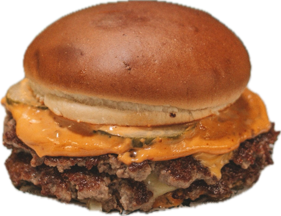 GRILLER smash burger — double smashed patties, melted cheese, pickles and smash sauce