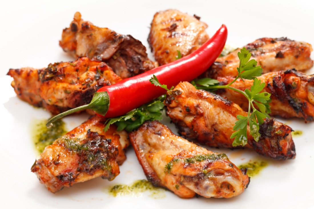 Flame-grilled peri peri wings with fresh chilli
